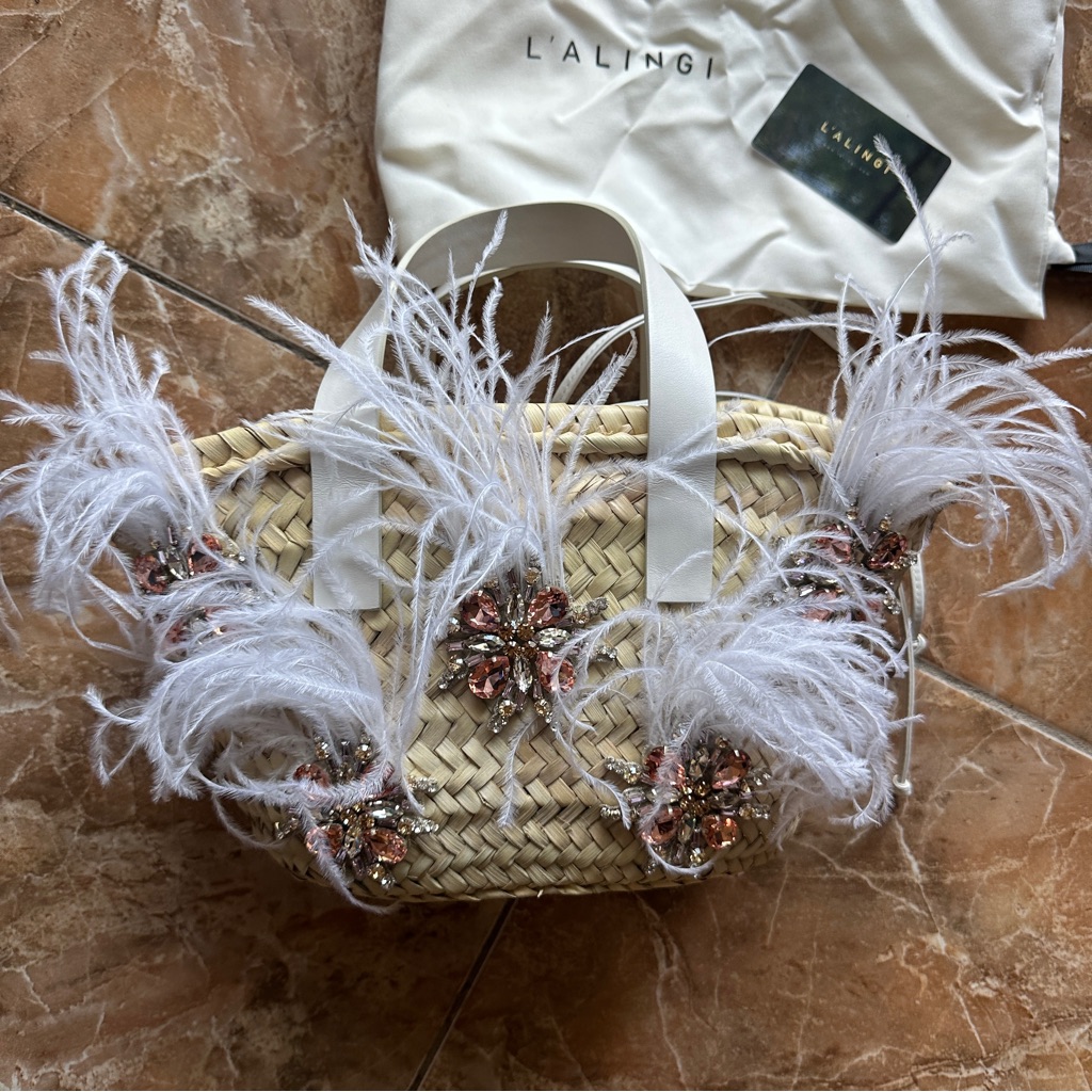L’alingi Feather Embellished Basket Bag